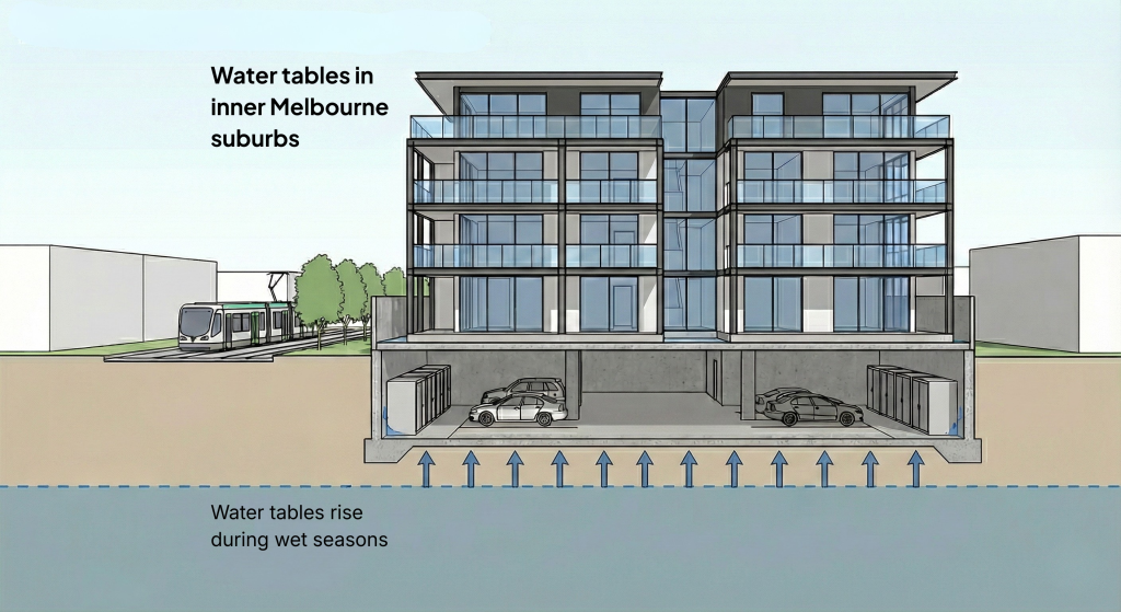 Water tables in Melbourne rise and fall with the seasons